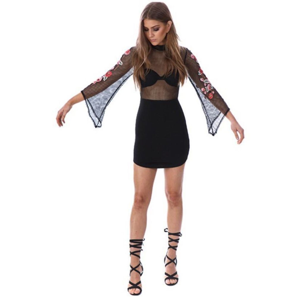 LF Rose Appliqué; Bodycon Dress